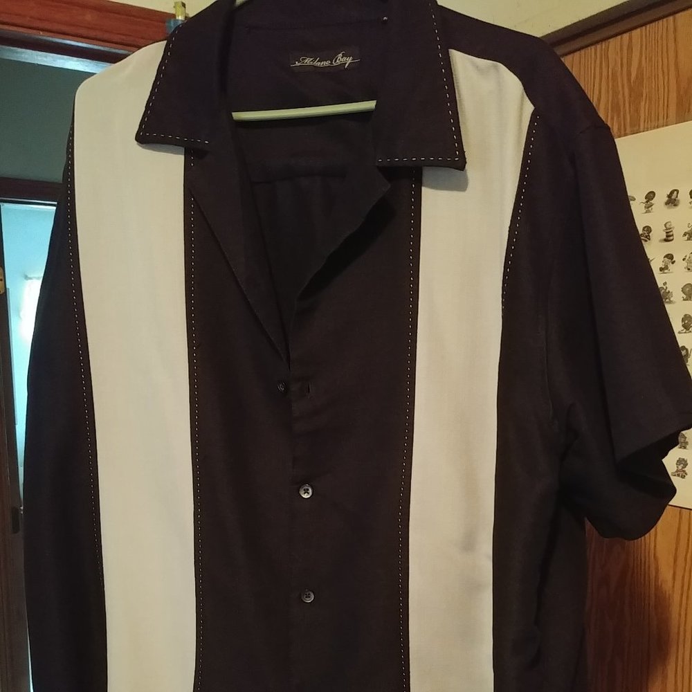 Milano Bay Bowling Shirt - XXL - Black and Gray